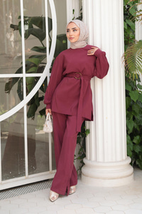 Kemerli Tokalı Takım Bordo