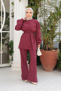 Kemerli Tokalı Takım Bordo