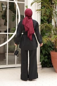 Kemerli Tokalı Takım Siyah