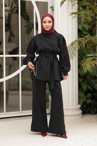 Kemerli Tokalı Takım Siyah