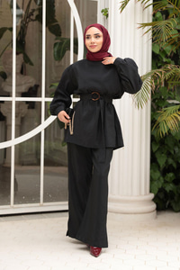 Kemerli Tokalı Takım Siyah