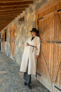 Kemerli Triko Ceket Bej