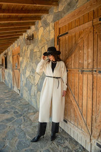 Kemerli Triko Ceket Bej