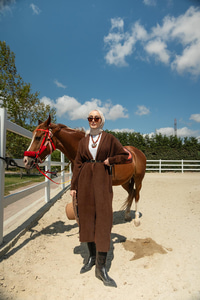 Kemerli Triko Ceket Kahverengi