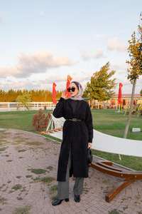 Kemerli Triko Ceket Siyah