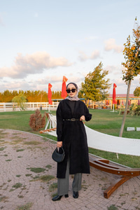 Kemerli Triko Ceket Siyah