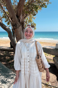 Kendinden Çizgi Desenli Elbise Krem