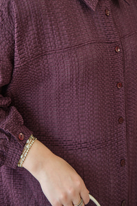 Kendinden Desenli Bel Bağlamalı Mürdüm