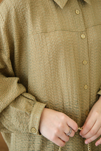 Kendinden Desenli Bel Bağlamalı Yağ Yeşil