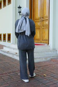 Kendinden Desenli İkili Takım Gri