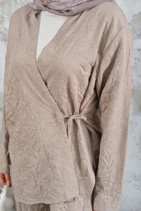 Kendinden Desenli Kimono Takım Taş