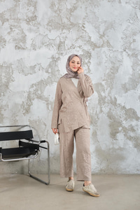 Kendinden Desenli Kimono Takım Taş