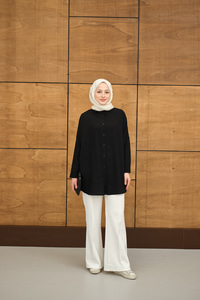 Kendinden Desenli Mila Gömlek Siyah