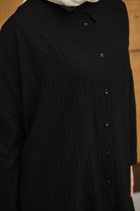 Kendinden Desenli Mila Gömlek Siyah