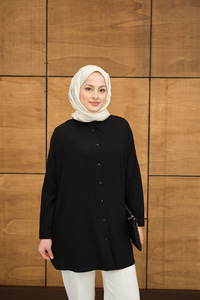 Kendinden Desenli Mila Gömlek Siyah