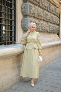 Kendinden Desenli Takım Fıstık Yeşil