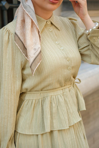 Kendinden Desenli Takım Fıstık Yeşil