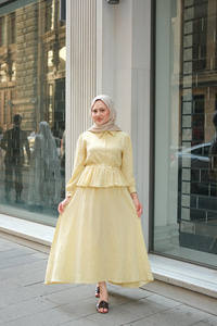 Kendinden Desenli Takım Sarı