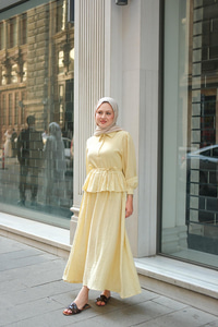 Kendinden Desenli Takım Sarı