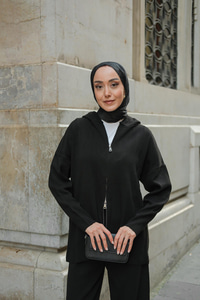 Kendinden Desenli Triko Takım Siyah