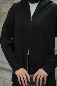 Kendinden Desenli Triko Takım Siyah