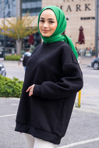 Uygun Fiyatlı KENDINDEN DESENLI TUNIK SIYAH | Loccomoda.com 