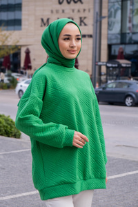 Uygun Fiyatlı KENDINDEN DESENLI TUNIK YESIL | Loccomoda.com 