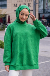 Uygun Fiyatlı KENDINDEN DESENLI TUNIK YESIL | Loccomoda.com 