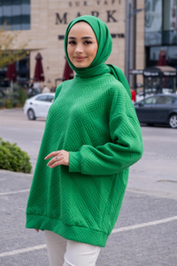 Uygun Fiyatlı KENDINDEN DESENLI TUNIK YESIL | Loccomoda.com 