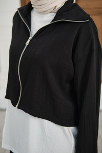 Kendinden Desenli Üçlü Takım Siyah