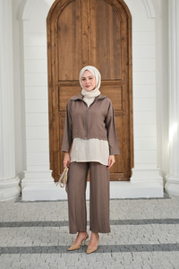 Kendinden Desenli Üçlü Takım Vizon