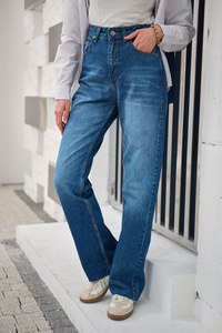 Kesik Paça Desen Kot Pantolon Mavi