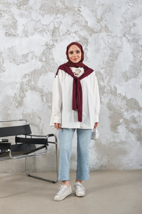 Kesik Paça Detay Kot Pantolon Buz Mavi