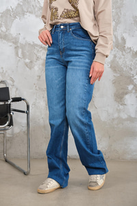 Kesik Paça Detay Kot Pantolon Mavi