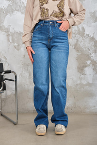 Kesik Paça Detay Kot Pantolon Mavi