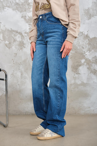 Kesik Paça Detay Kot Pantolon Mavi