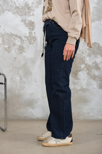 Kesik Paça Fular Detaylı Pantolon Lacivert