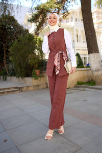 Keten Sıfır Kol İkili Takım Kiremit