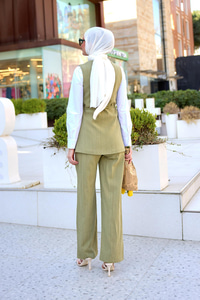 Keten Sıfır Kol İkili Takım Yeşil