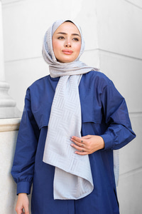 Kibrit Desen Jakar Şal Açık Gri