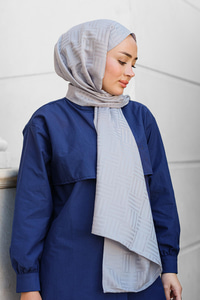 Kibrit Desen Jakar Şal Açık Gri