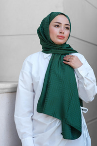 Kibrit Desen Jakar Şal Zümrüt Yeşil