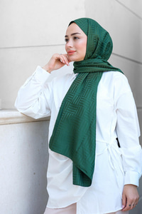 Kibrit Desen Jakar Şal Zümrüt Yeşil