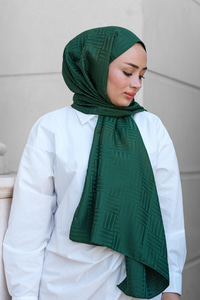 Kibrit Desen Jakar Şal Zümrüt Yeşil
