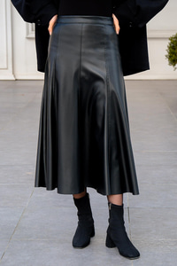 Kiloş Deri Etek  Siyah