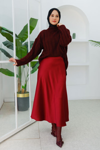 Kiloş Saten Etek  Bordo
