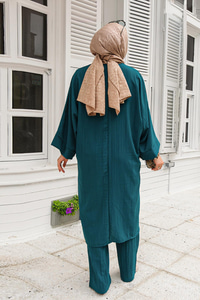 Kimonlu Takım Petrol Mavi