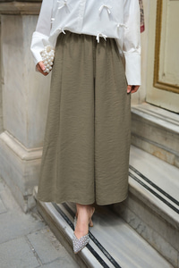 Kırışık Kloş Etek Açık Yeşil