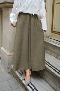 Kırışık Kloş Etek Açık Yeşil