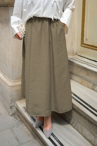 Kırışık Kloş Etek Açık Yeşil